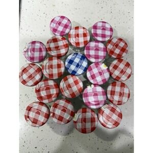20 x Bonne Maman Mini 1 Oz Glass Jars with 24 Multicolor Gingham Lids, No Label